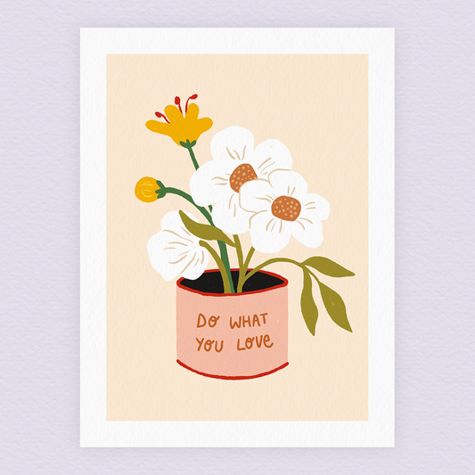 Pot de fleur rose (A4 ou 30x40) * Affiche à l'unité